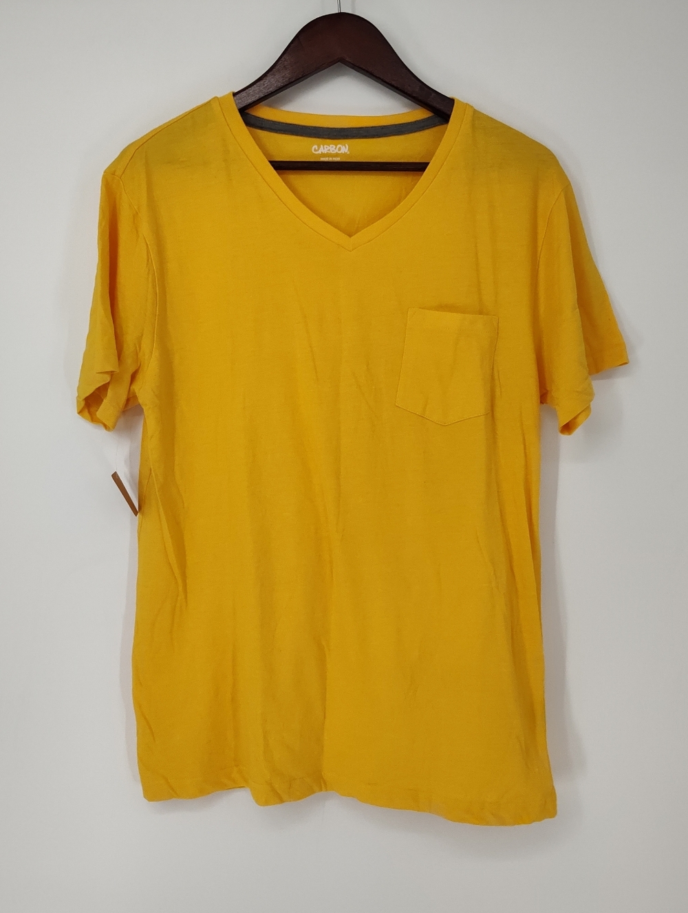 Carbon Men's V-Neck Pocket Tee - Yellow Size Large
